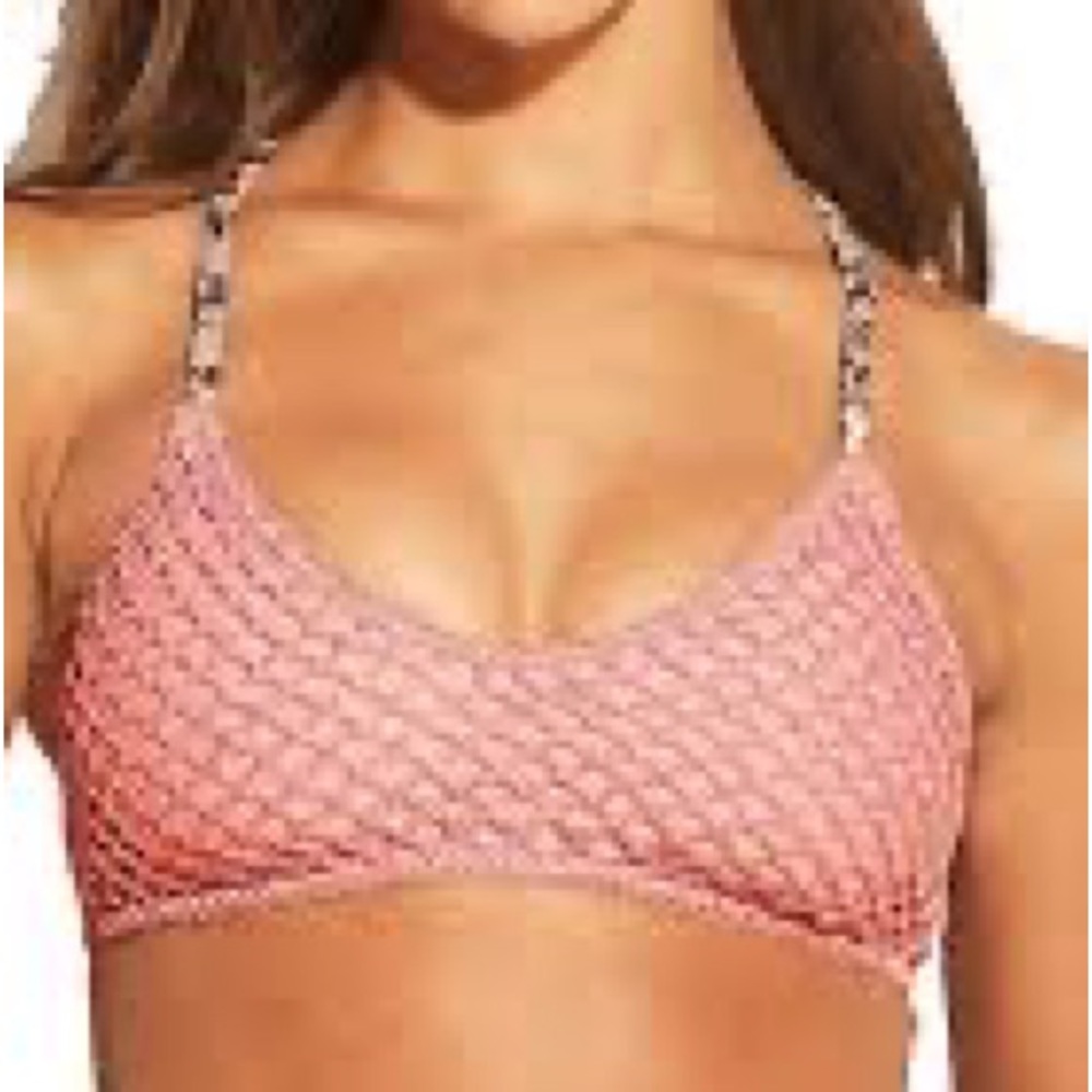 Pink crochet bikini top